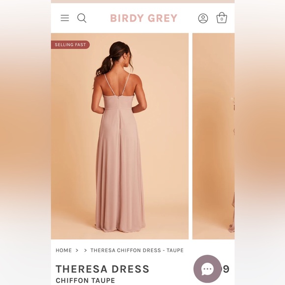 Birds Grey Bridesmaid dress- XS - Picture 2 of 3